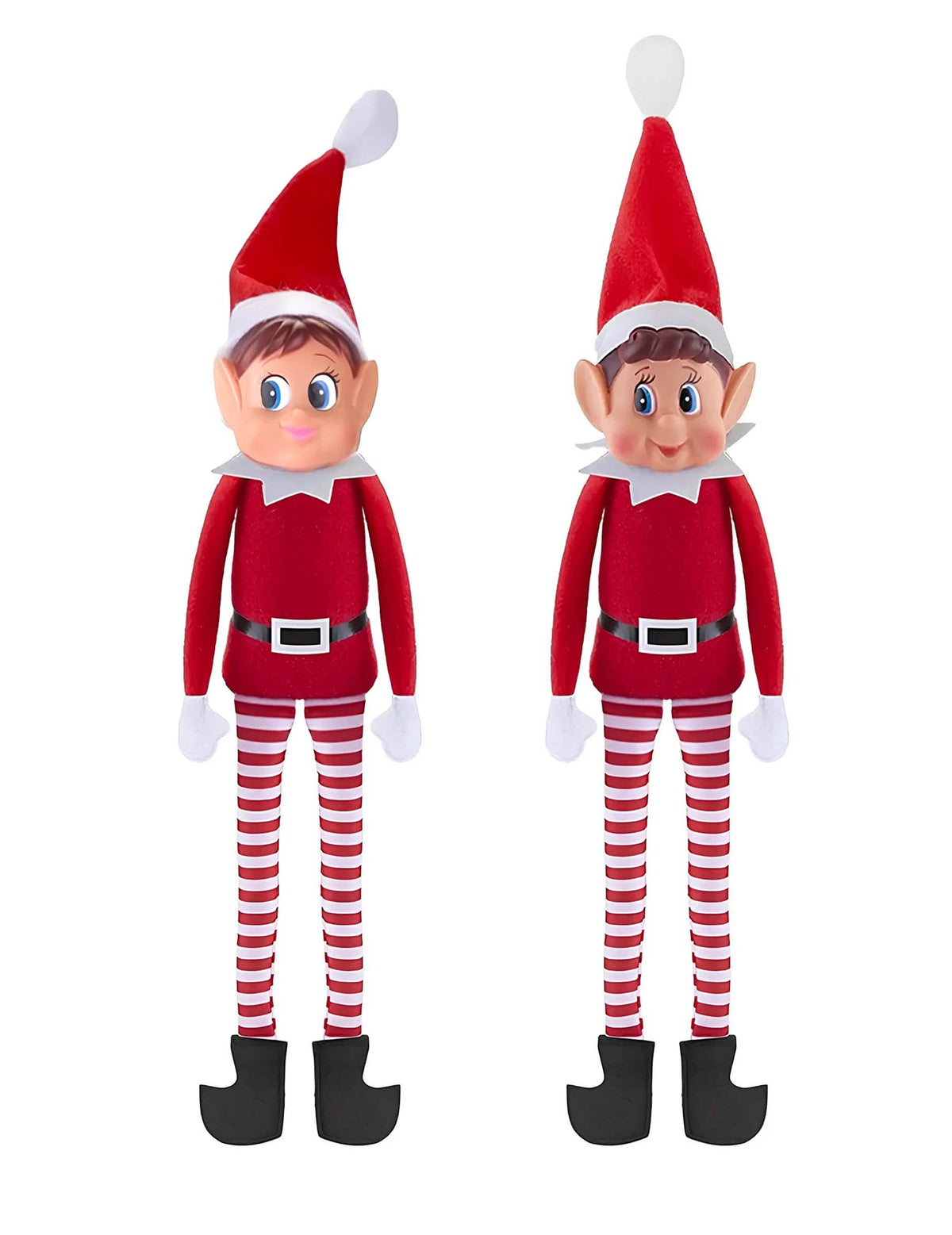 Duo božićnih nestašnih vilenjaka Elvie i Elfie za dijete crvena i bijela na pruge