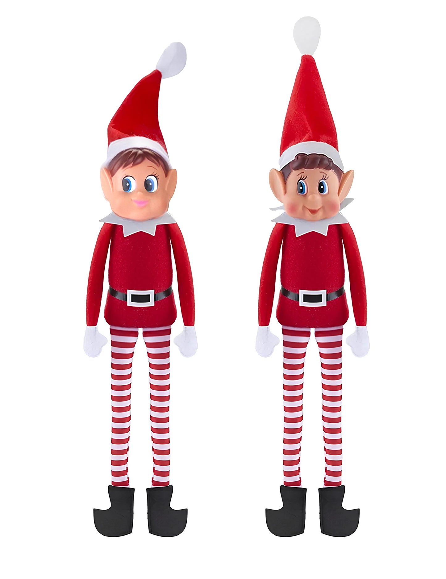 Duo lutins farceurs de Noël Elvie et Elfie pour enfant rouge et blanc à rayures