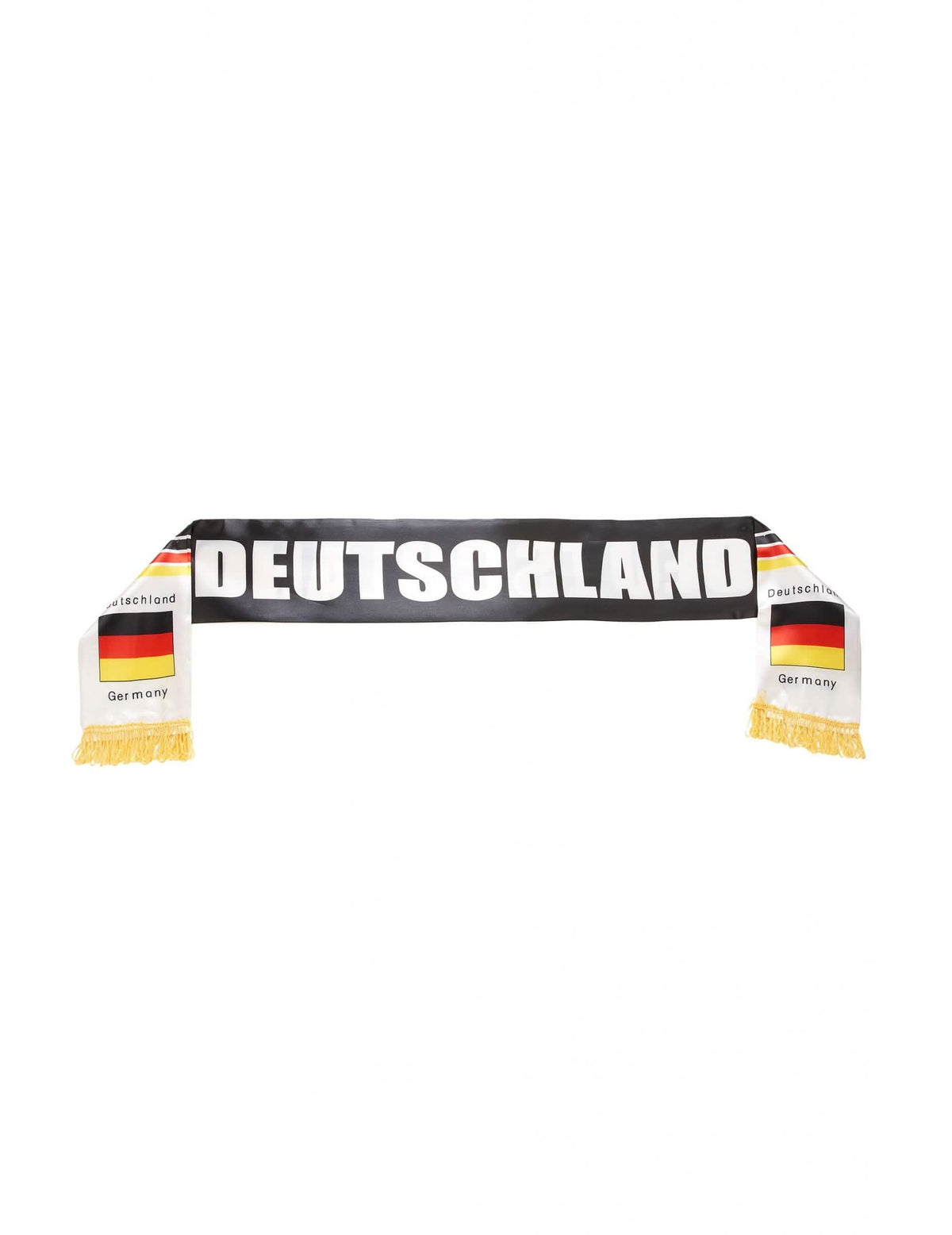 Šal za odrasli za njemačka crna s natpisom Deutschland i žutim resama