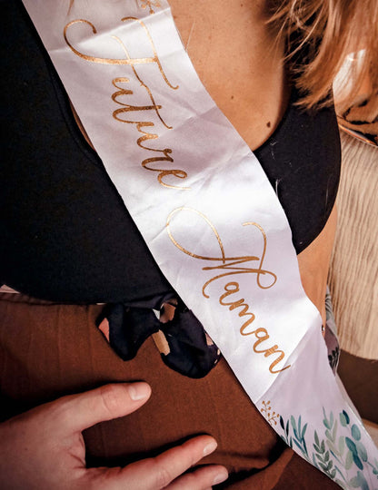 Oh Baby šal za trudnice, biljnog podrijetla i zlatne boje, 78 x 9,5 cm za baby shower