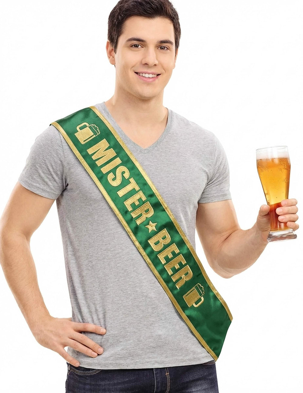 Écharpe Mister Beer pour homme verte et dorée