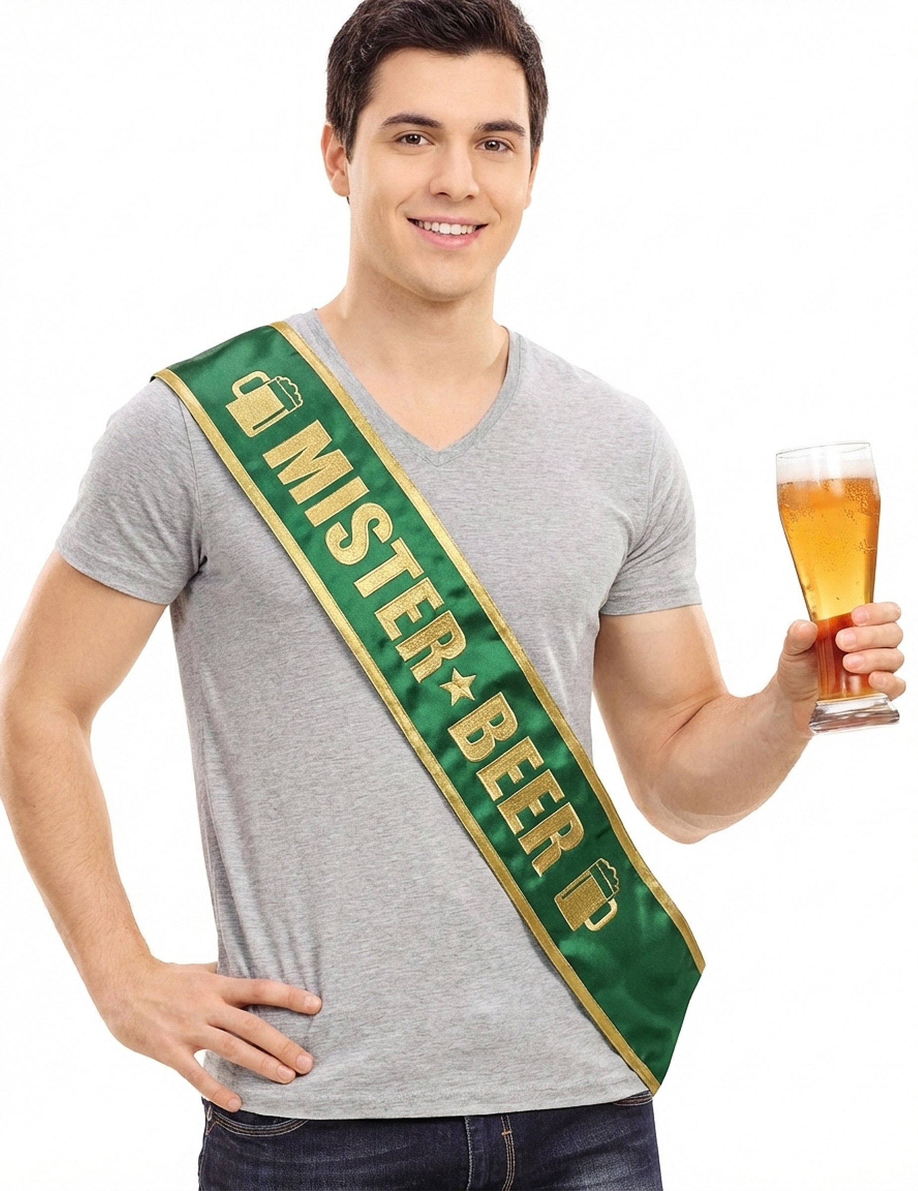 Écharpe Mister Beer pour homme verte et dorée