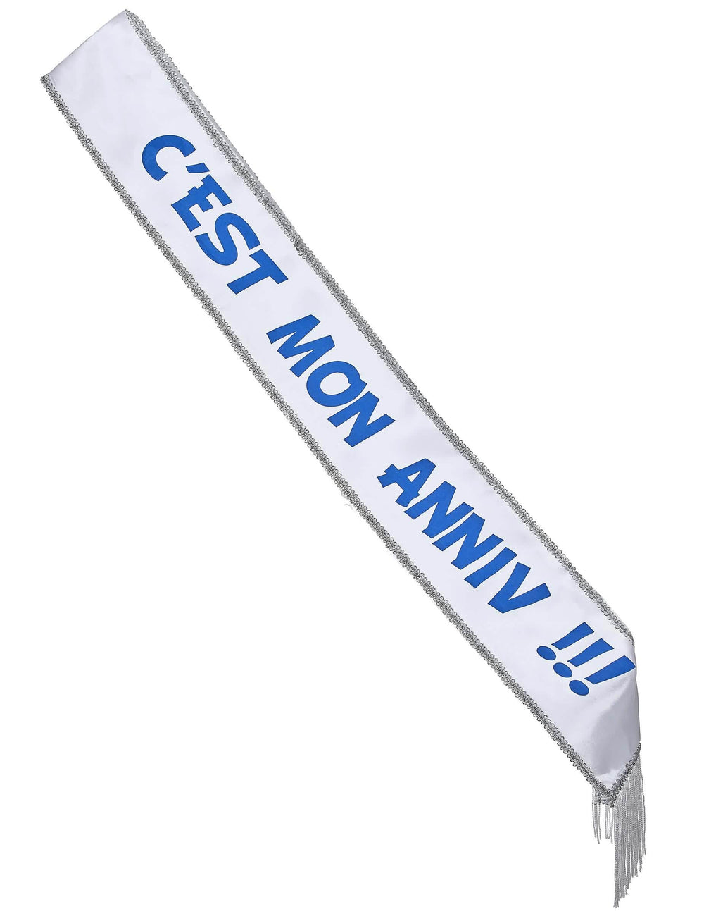 Satenska marama c'est mon anniv za odrasli bijela i plava
