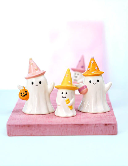 Dekorativni duh Summerween od keramike sa zvjezdastim šeširom 9,5 x 8 x 15 cm