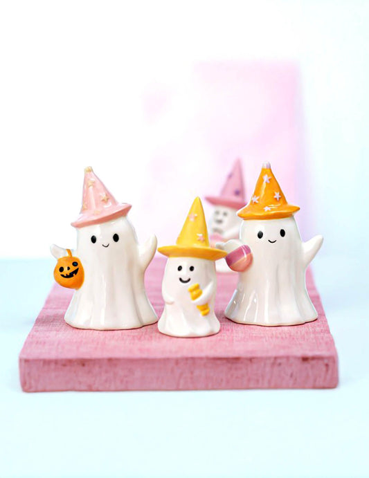 Dekorativni duh Summerween od keramike sa zvjezdastim šeširom 9,5 x 8 x 15 cm