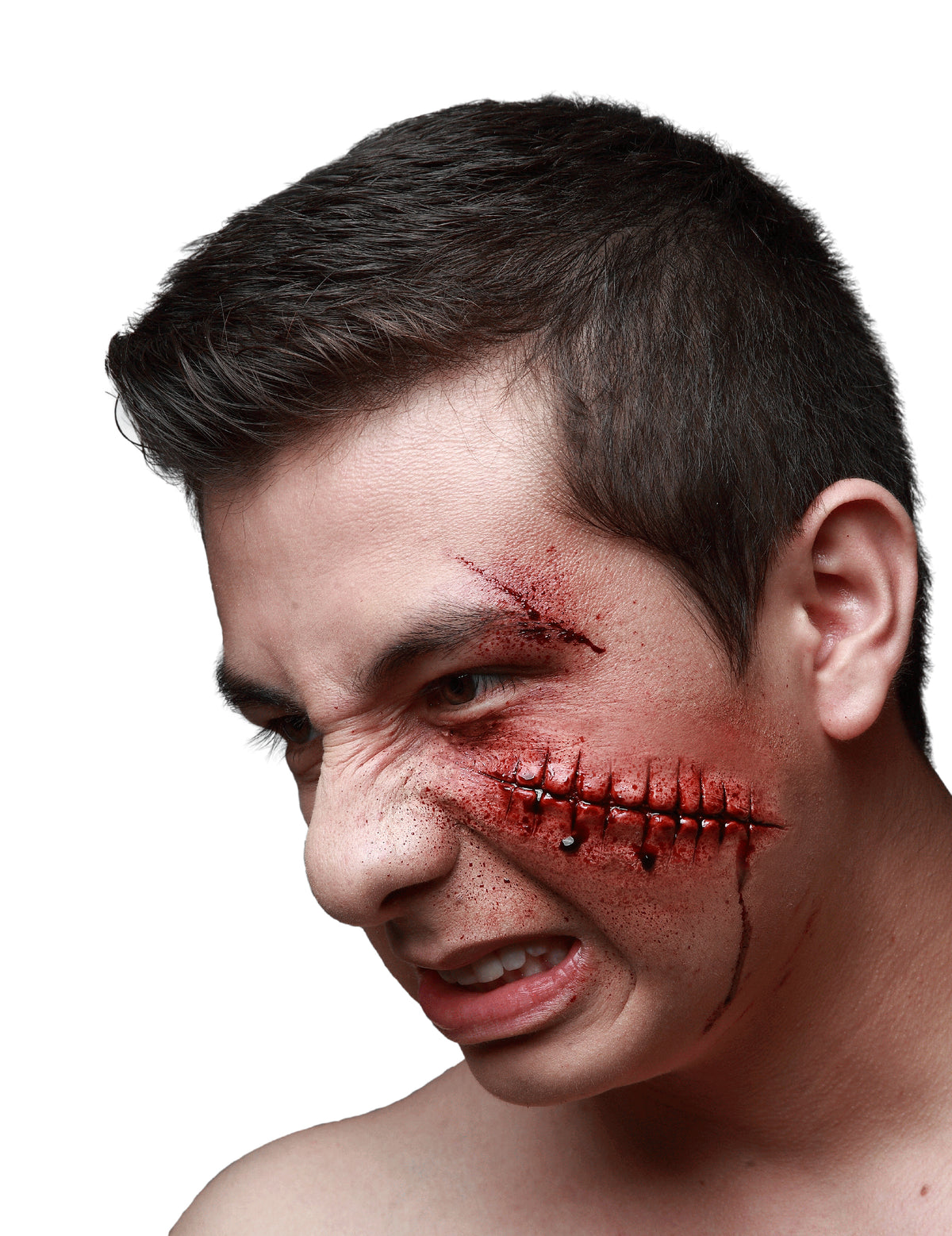 Fausse blessure points de sutures Halloween pour adulte ensanglantée