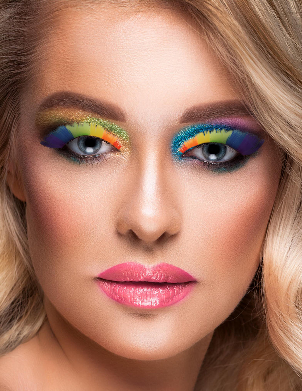 Faux cils courts multicolores pour adulte arc-en-ciel
