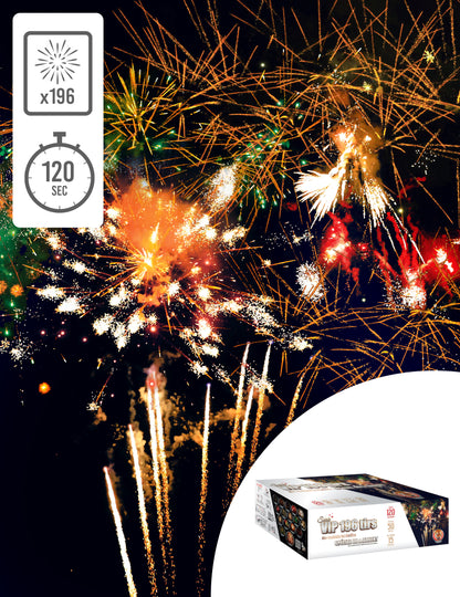 Feu d'artifice Soirée VIP pour fête or et argent 196 tirs 120 sec