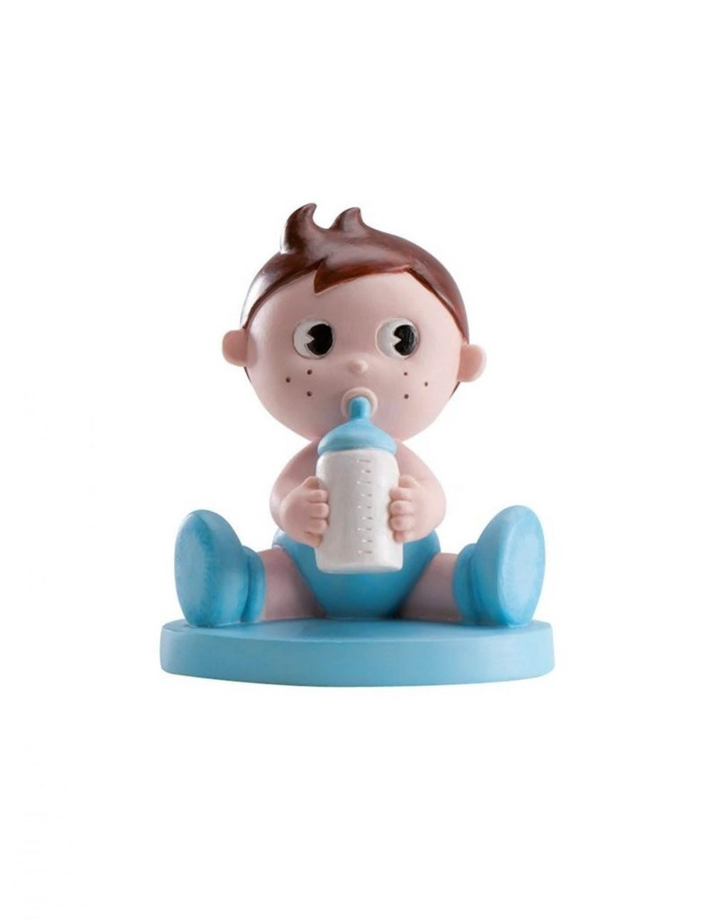 Figurica od smole dječak s bočicom za baby shower plava