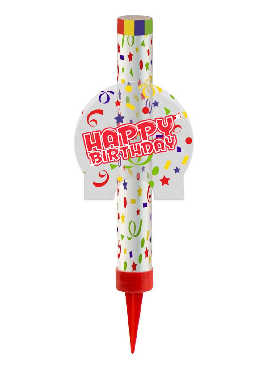 Fontana za tortu Happy Birthday bijela i višebojno s konfeti