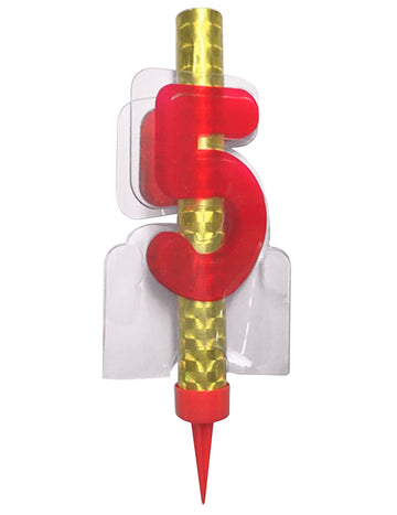 Osvijetljena fontana broj 5 crvena 12 cm za tortu