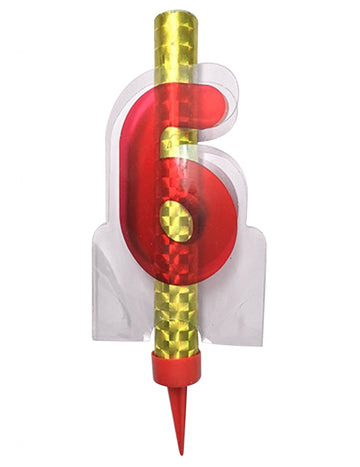 Osvijetljena fontana broj 6 crvena 12 cm za rođendan