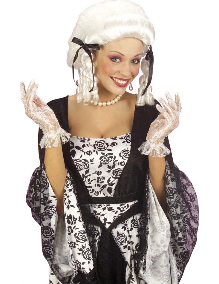 Gants courts en dentelle pour femme blanche