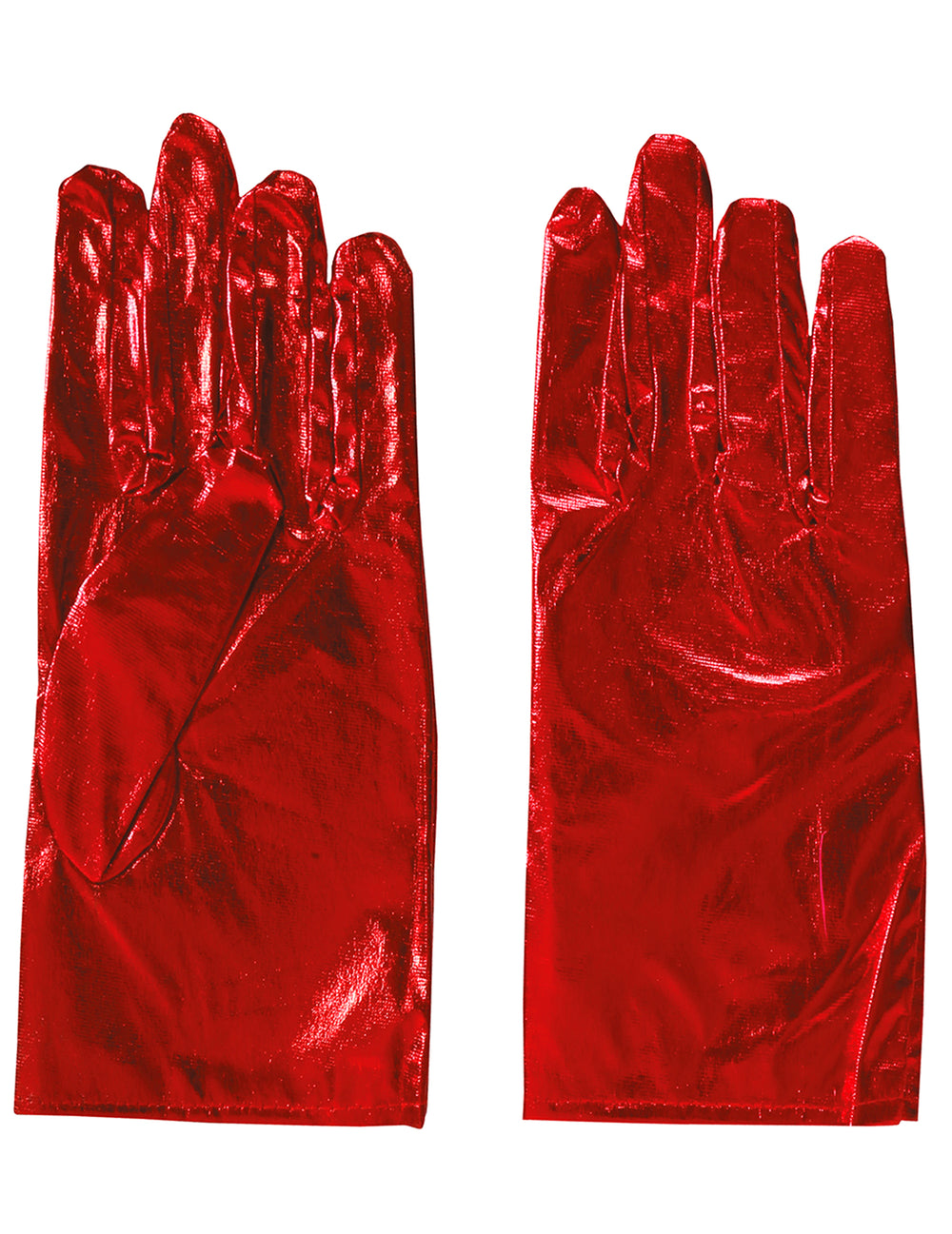 Vue à plat des gants courts pour femme rouge métallisé