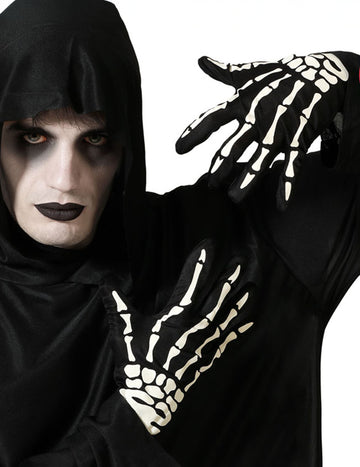 Velike crno -bijele rukavice kostura za odrasle