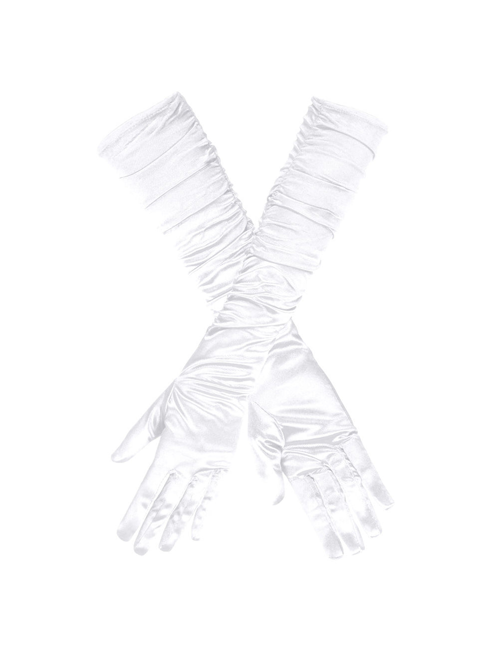Vue à plat des gants longs satinés pour femme
