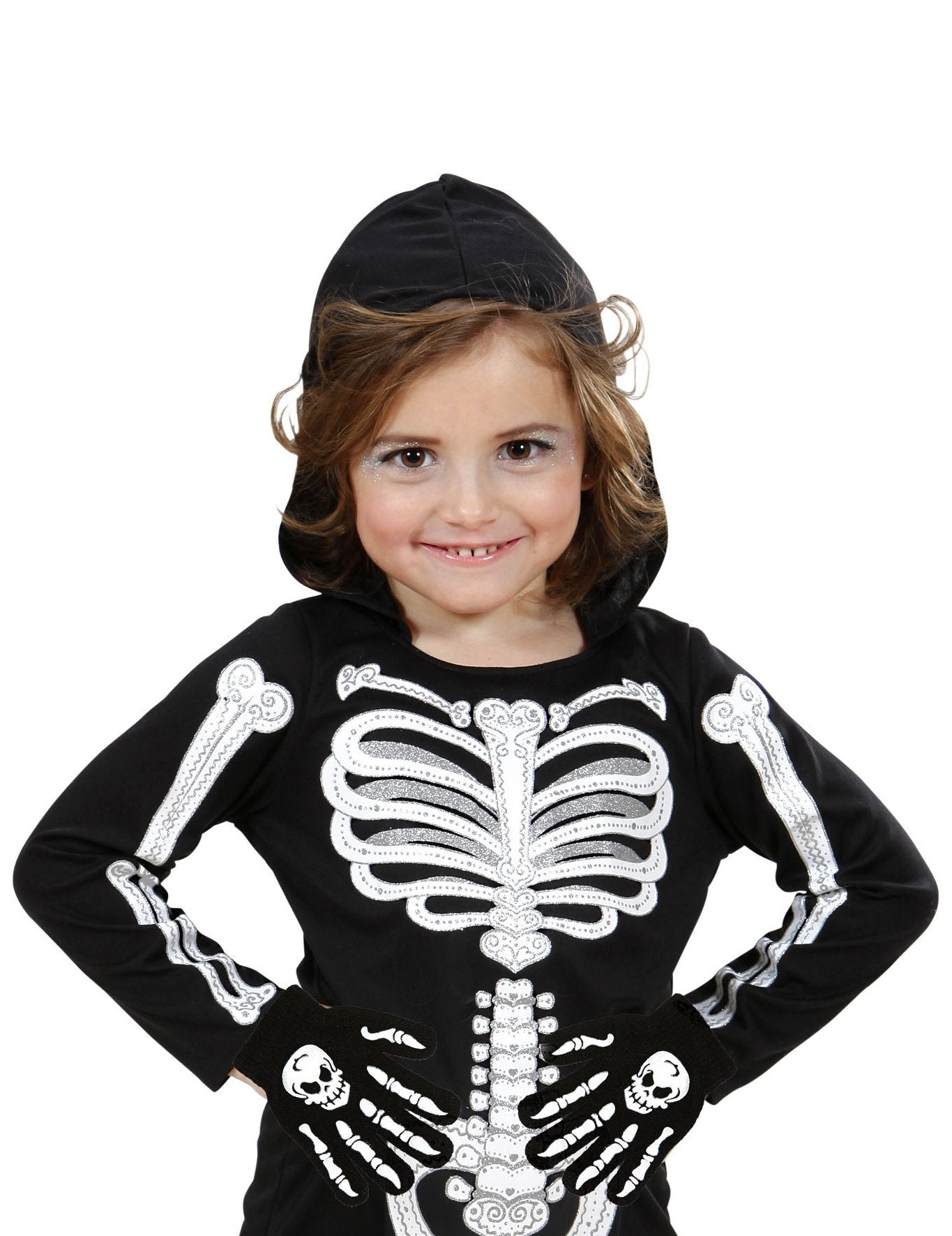 Gros plan sur les gants os et crâne pour enfant