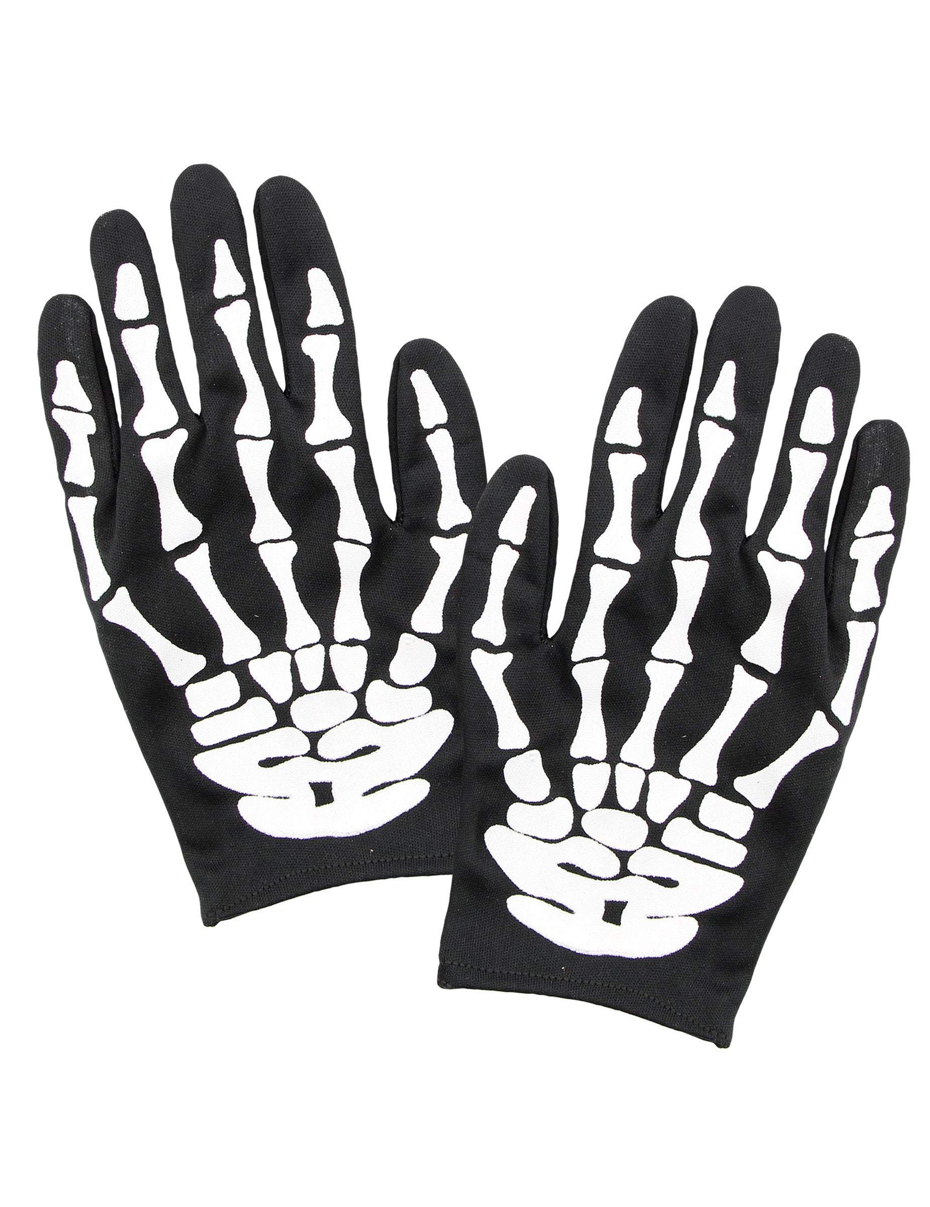 Gants squelette pour adulte noirs et blancs