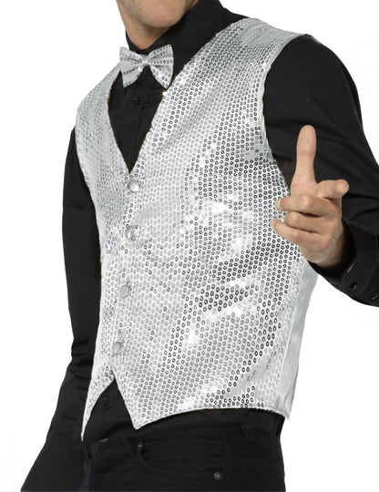 Gilet à sequins pour adulte argent