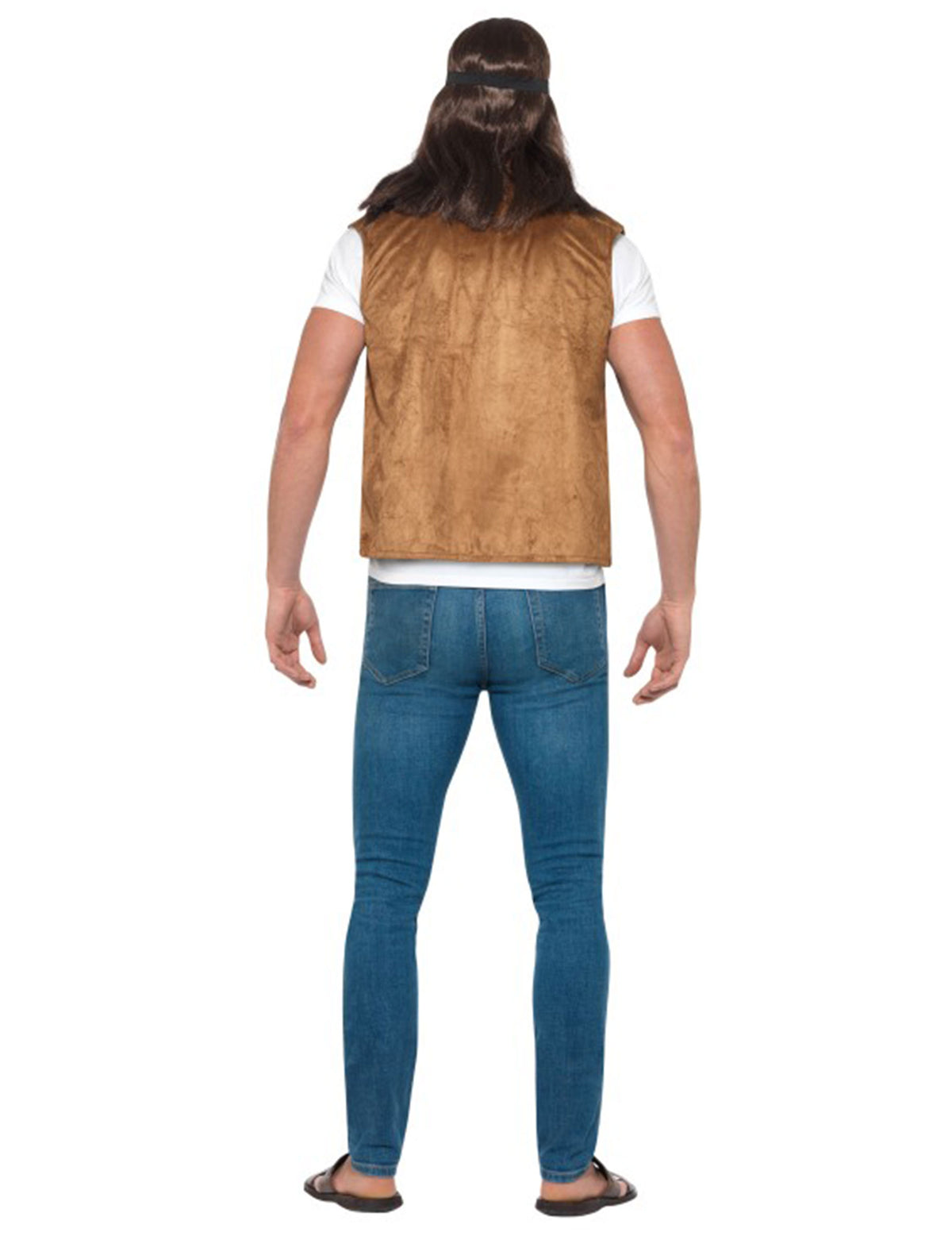 Vue de dos du gilet hippie avec fourrure pour adulte