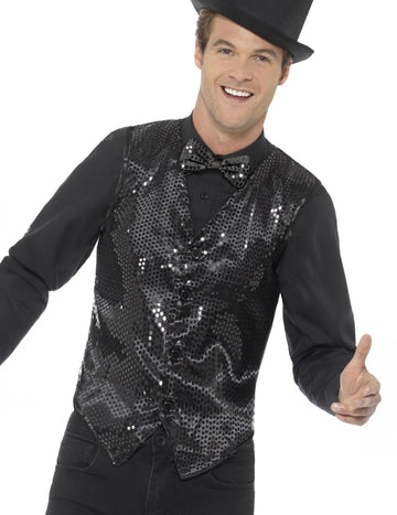 Odrasle šljokice crni prsluk