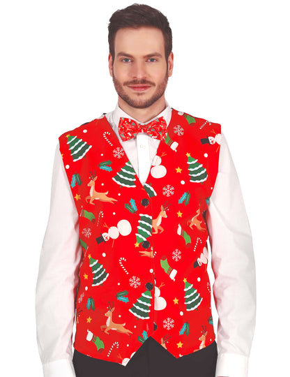 Crveni prsluk za odrasle s božićnim uzorcima