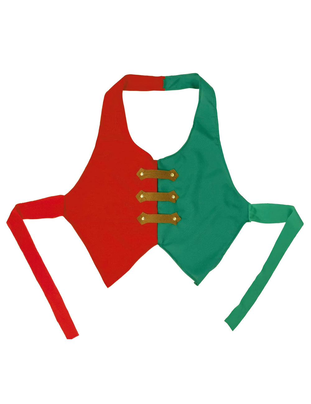Vue à plat du gilet de lutin de Noël