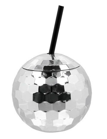 Disco lopta šalica sa srebrnom slamom 650 ml