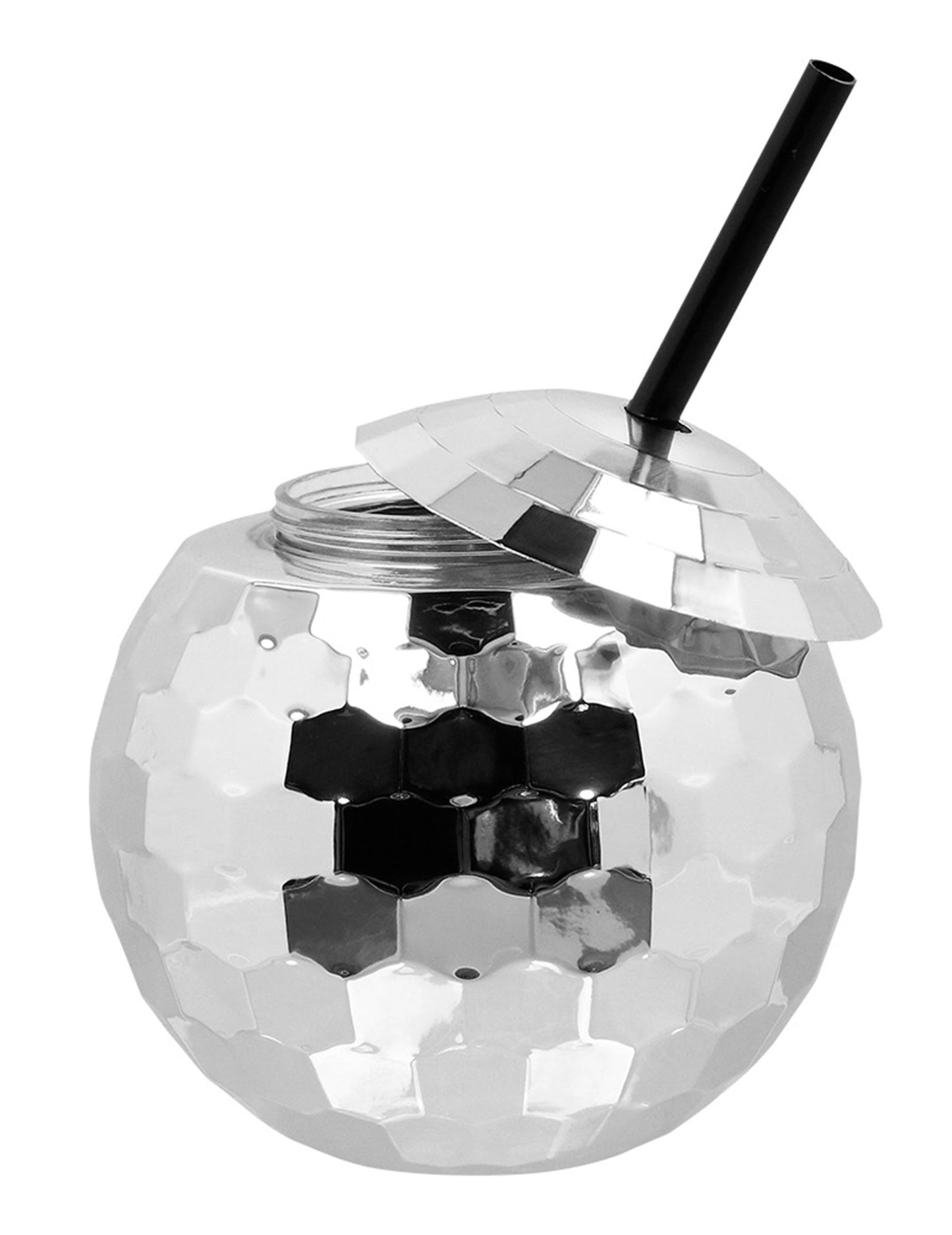 Disco lopta šalica sa srebrnom slamom 650 ml