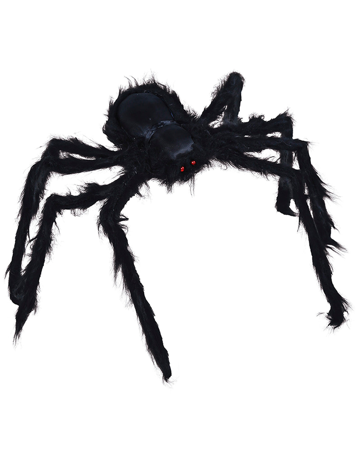 Grande araignée d'Halloween pour décoration noire poilue avec yeux rouges