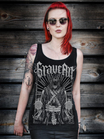 GraveArt Scythe Dugi crni ženski top bez rukava 