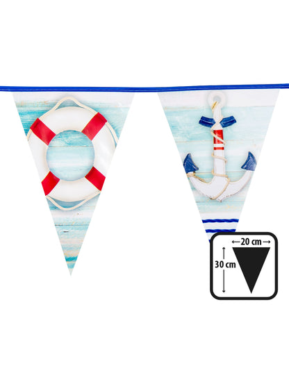 Détail des dimensions de la guirlande de 15 fanions marin