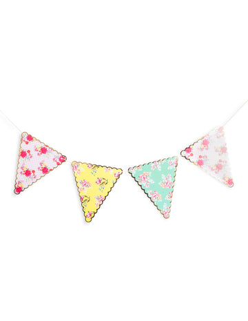 Girlanda s 21 zastavicama za vrijeme čaja, duga 5 m, cvjetna i zlatna