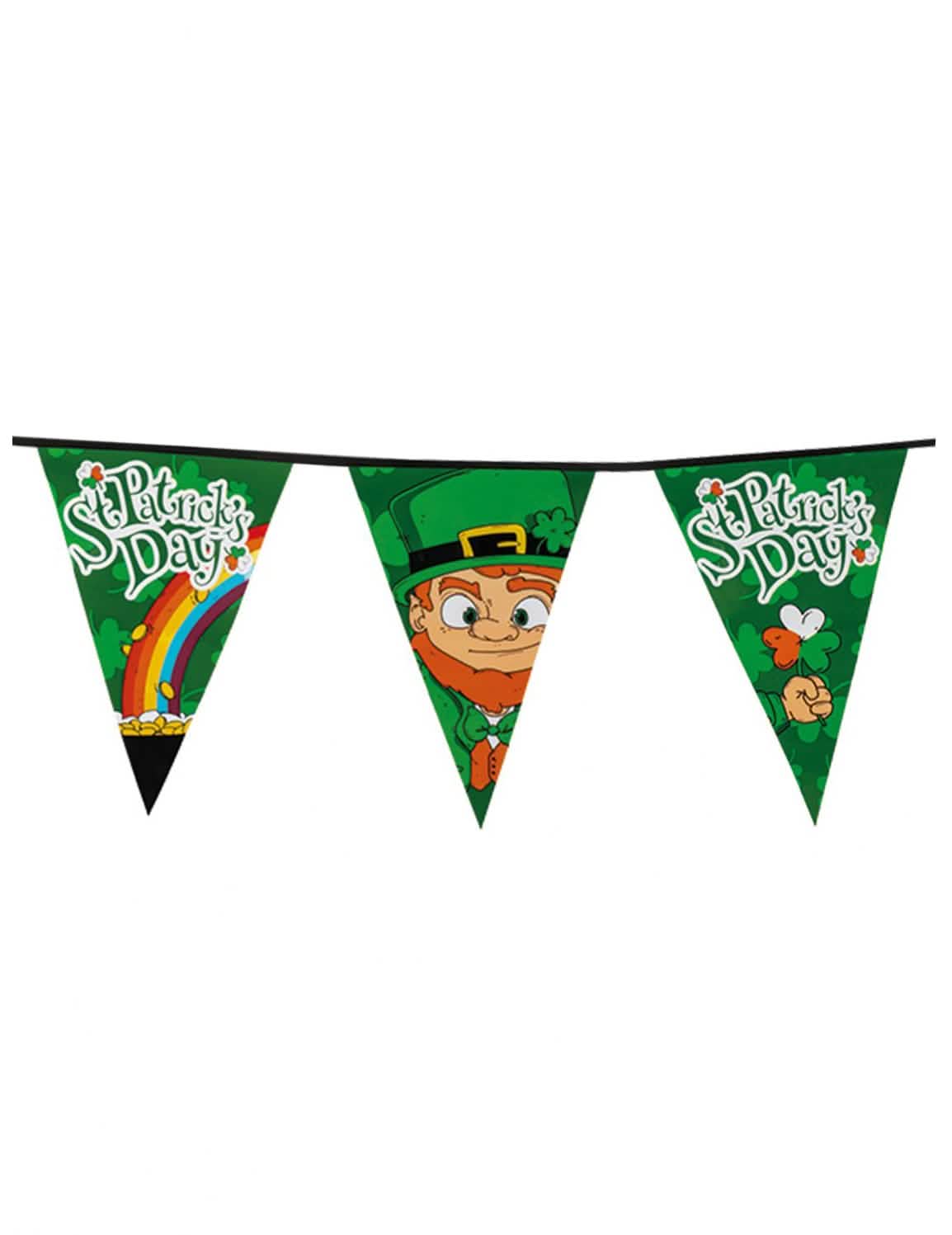 Girlanda s trokutastim zastavicama svetog patrika za zelenu zabavnu dekoraciju s leprechaunom i duginim lukom
