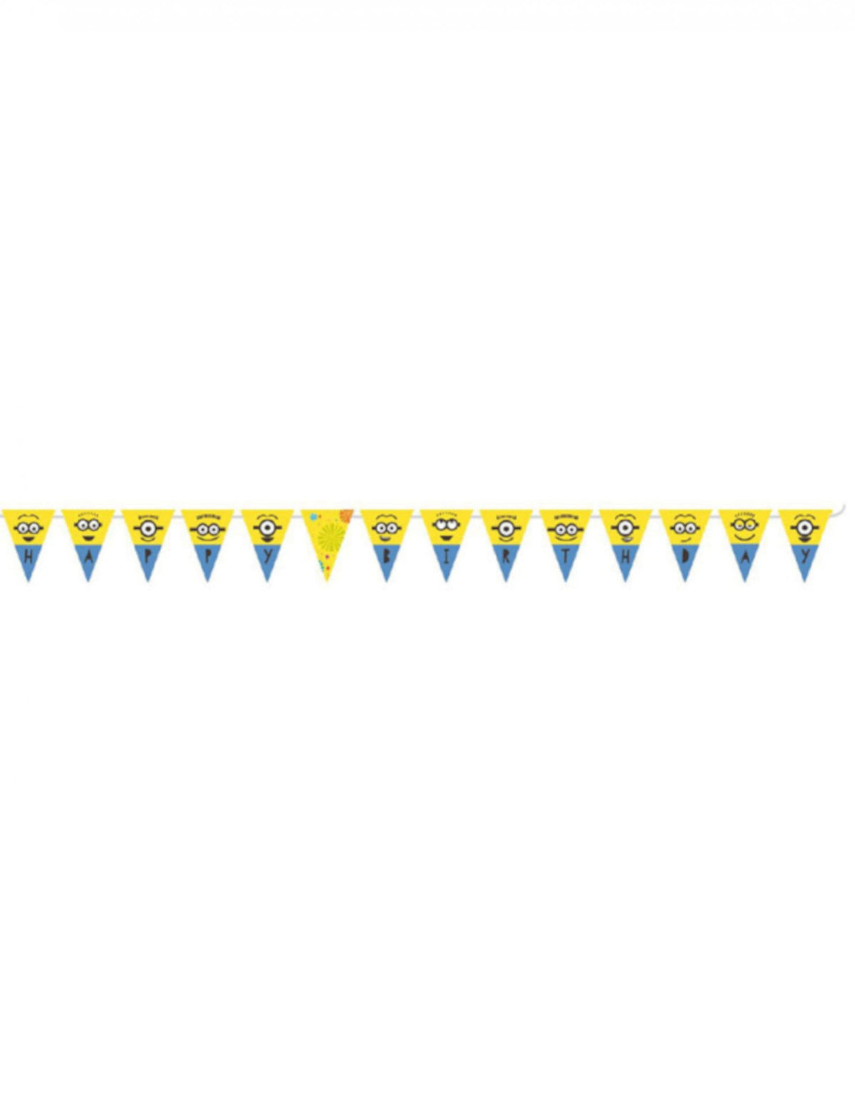 Guirlande à fanions Happy Birthday Minions pour enfant jaune et bleue
