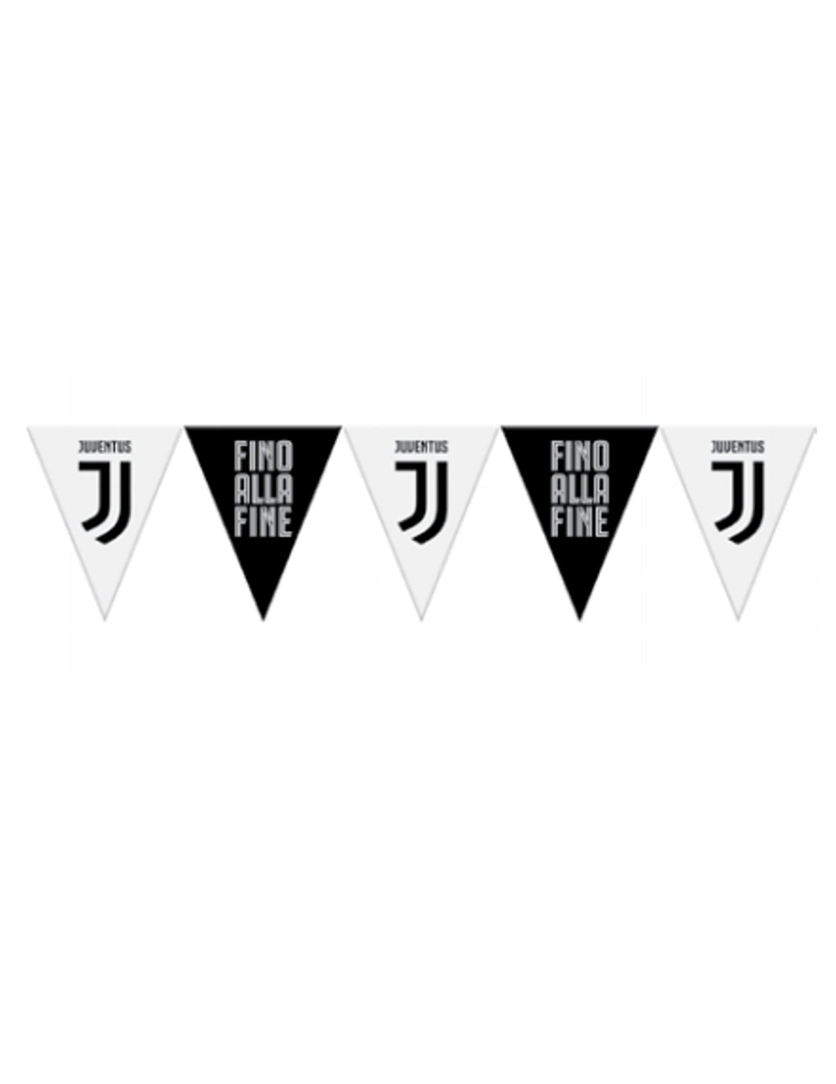 Guirlande à fanions en plastique Juventus pour supporter noire et blanche