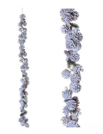 Vijenac sa zaleđenim šišarkama 120 cm 