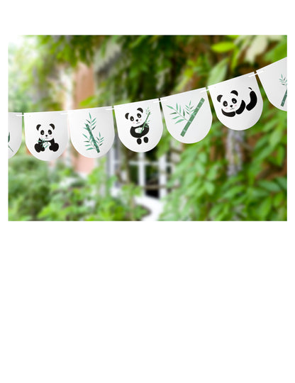 Vijenac od 11 pandinih zastavica, 3 m, rođendanski i od bambusa