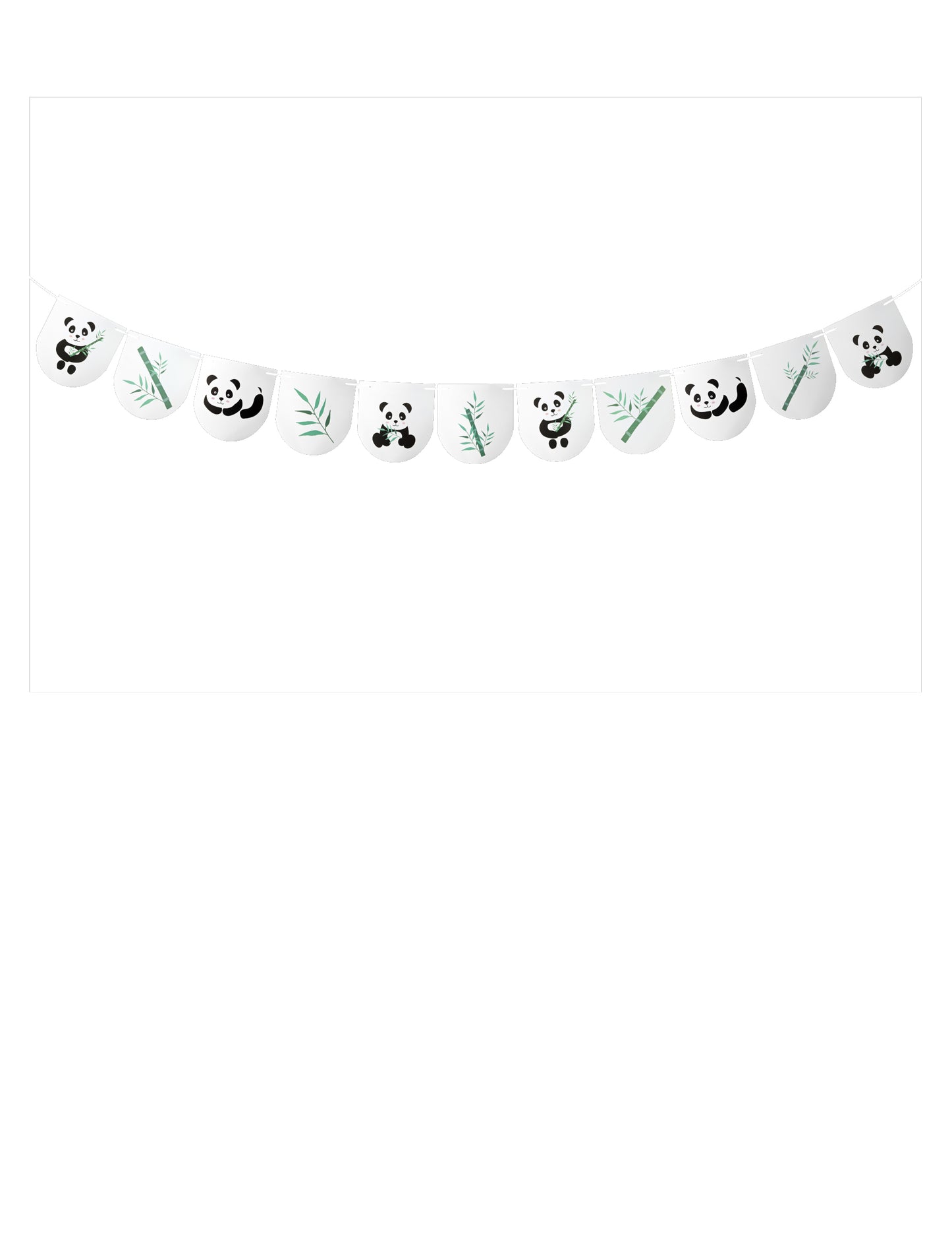 Vijenac od 11 pandinih zastavica, 3 m, rođendanski i od bambusa