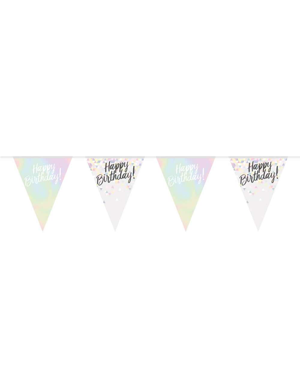 Plastična zastavica-vijenac Happy Birthday za rođendan, pastelno iridescentna