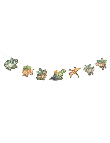 Vijenac s dinosaurima od zelenog papira 14 cm x 1,5 m rođendanski ukras
