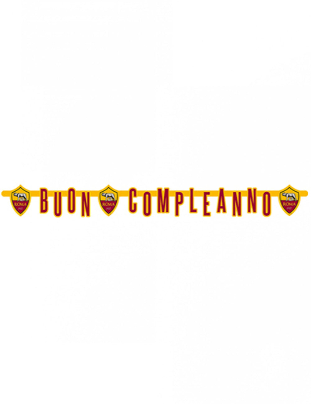Guirlande en carton buon compleanno Roma™ pour anniversaire rouge et jaune