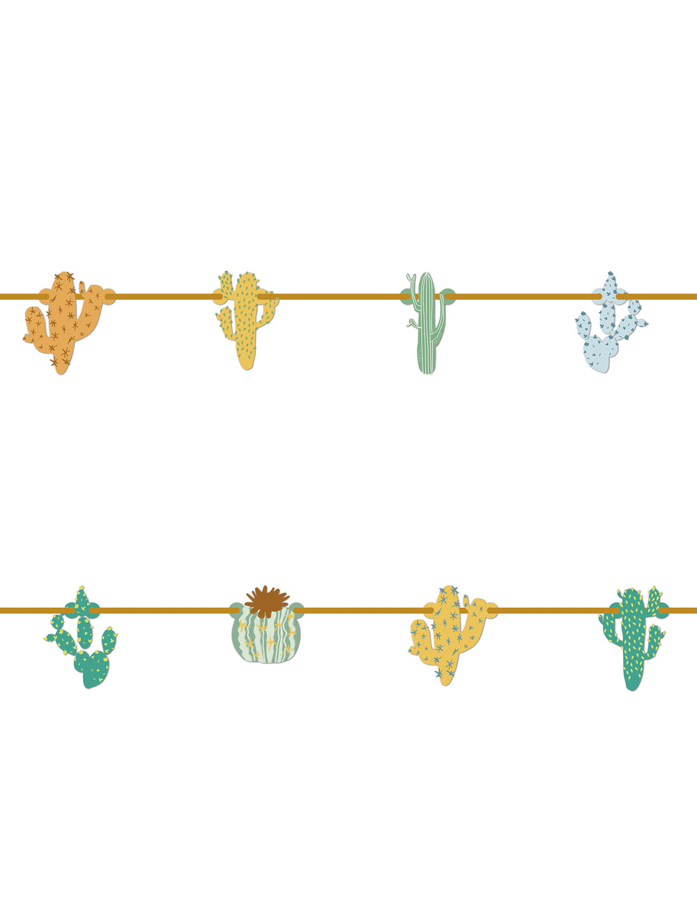 Guirlande en carton cactus pour décoration mexicaine multicolore