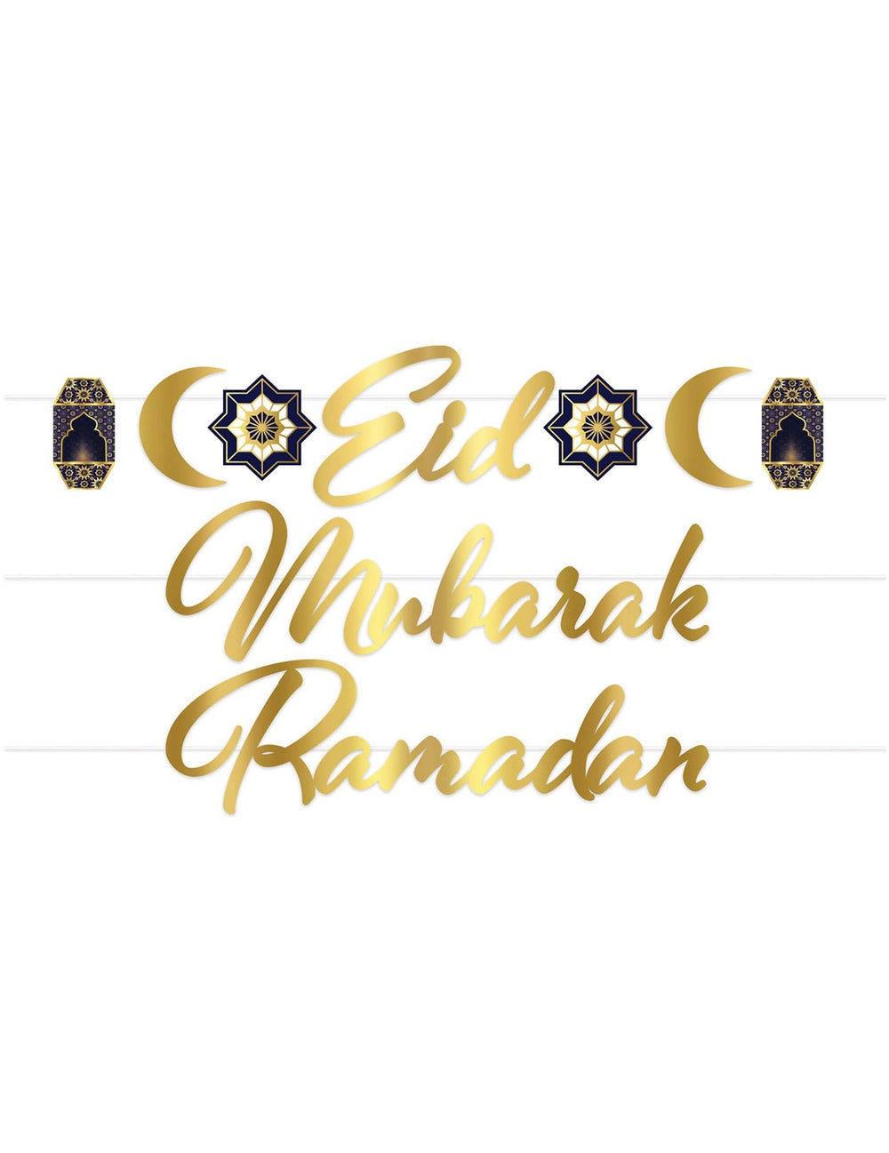 Kartonska girlanda Aïd Mubarak za zlatnu i plavu dekoraciju