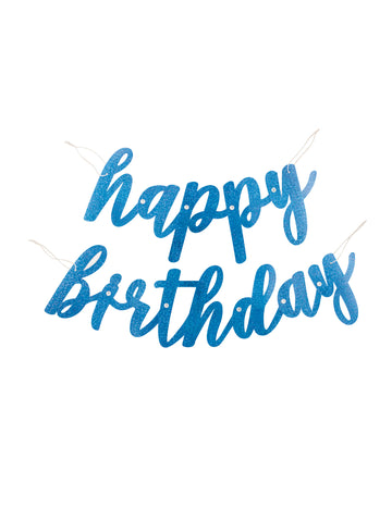 Svjetlucavo plava kartonska girlanda "Sretan rođendan" 84 cm za rođendan