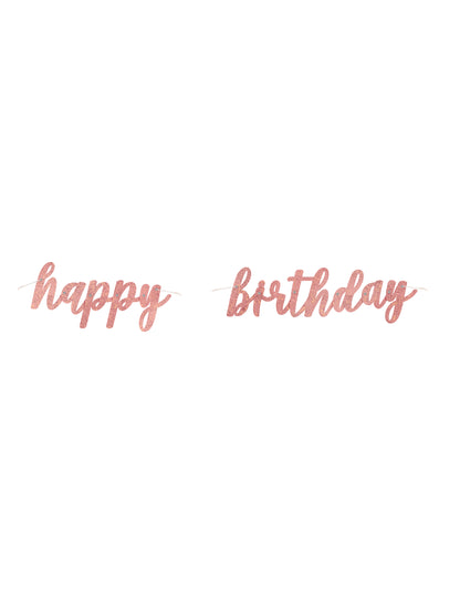 Guirlande en carton happy birthday rose gold pailletée 84 cm pour anniversaire