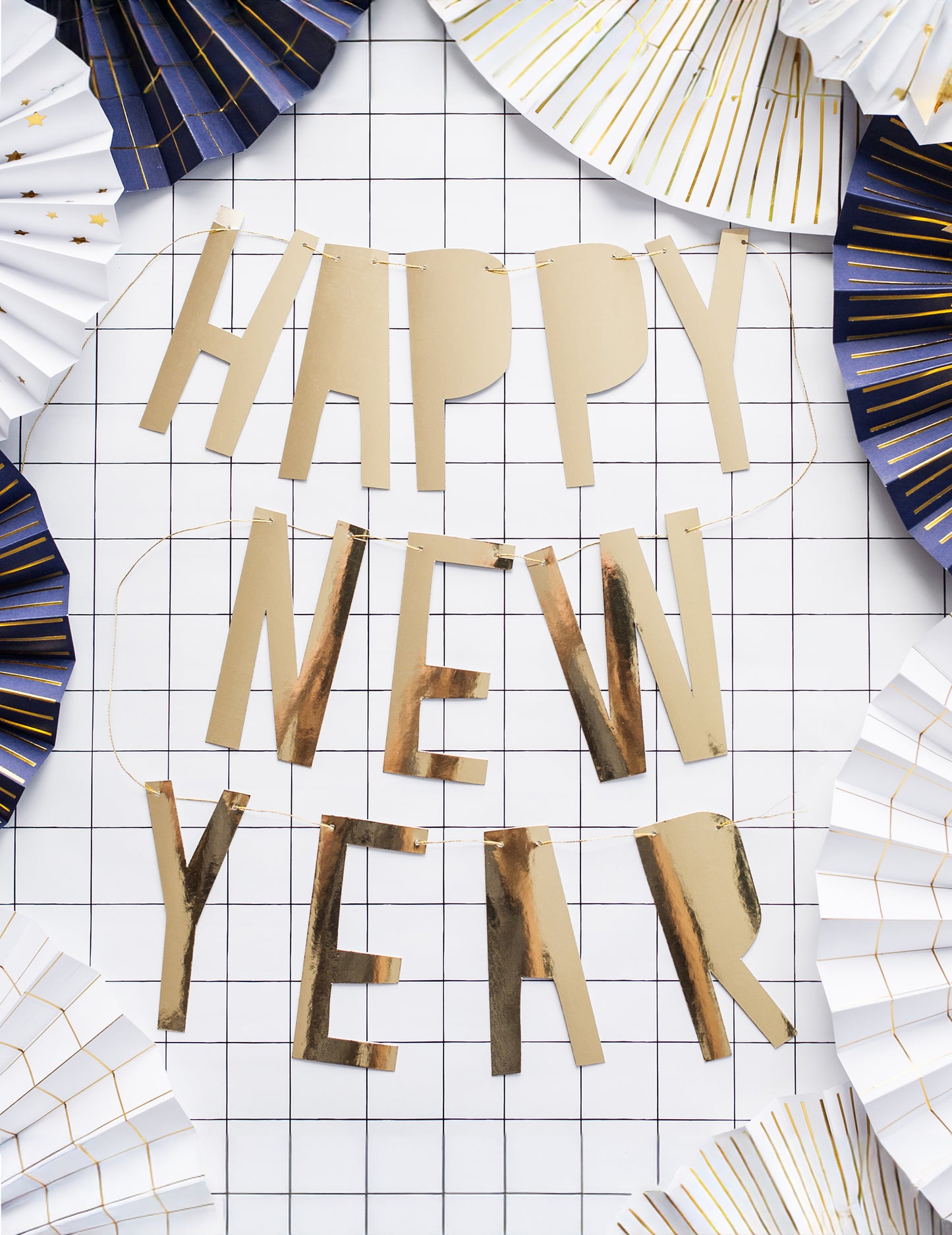 Sretna Nova godina Happy Year Cardboard Gold 10 x 90 cm