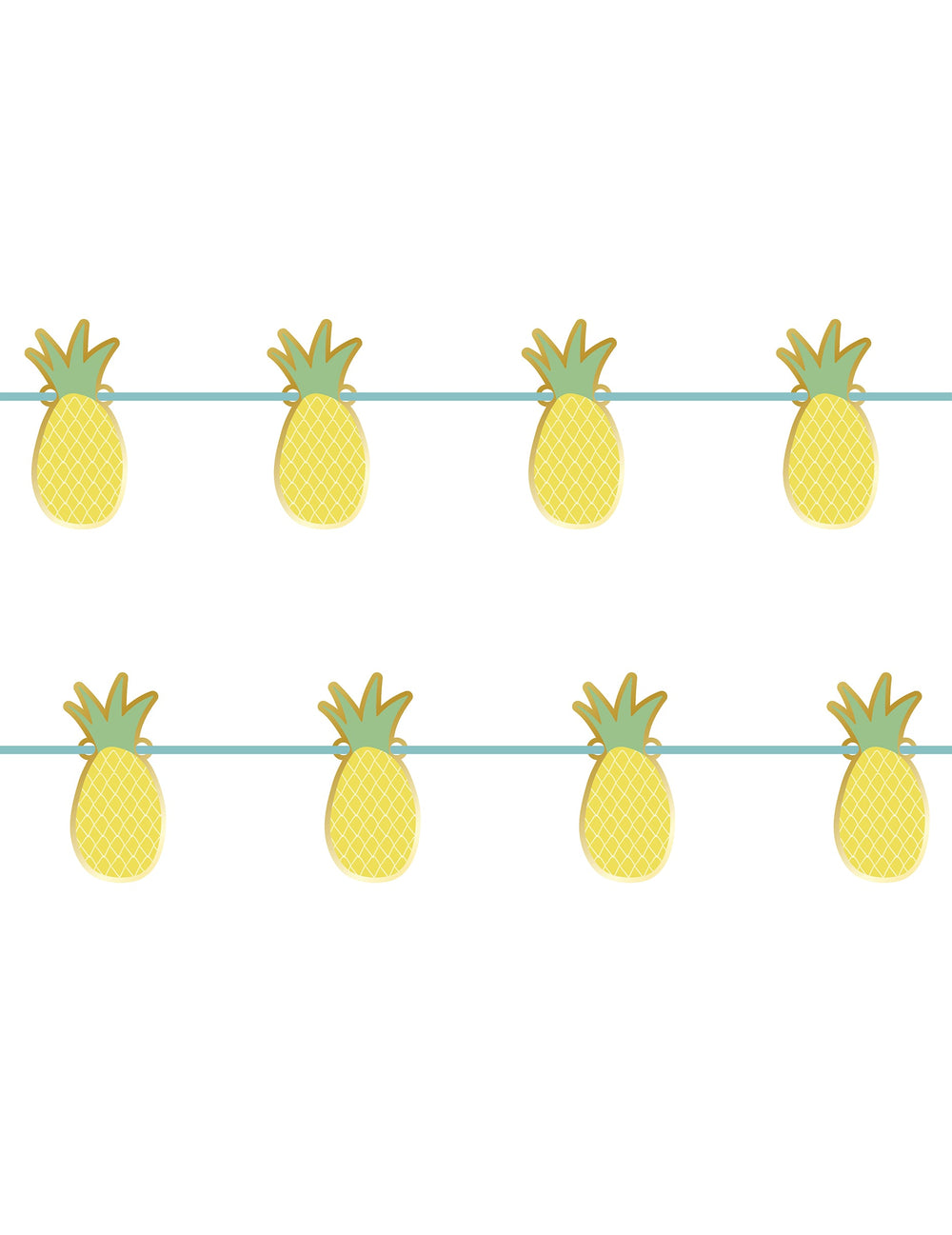 Guirlande en carton métallisée ananas pour décoration été jaune et vert