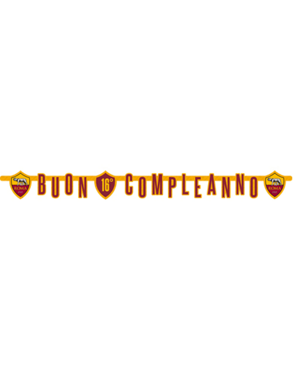 Guirlande en carton buon compleanno Roma™ officielle pour anniversaire rouge et jaune