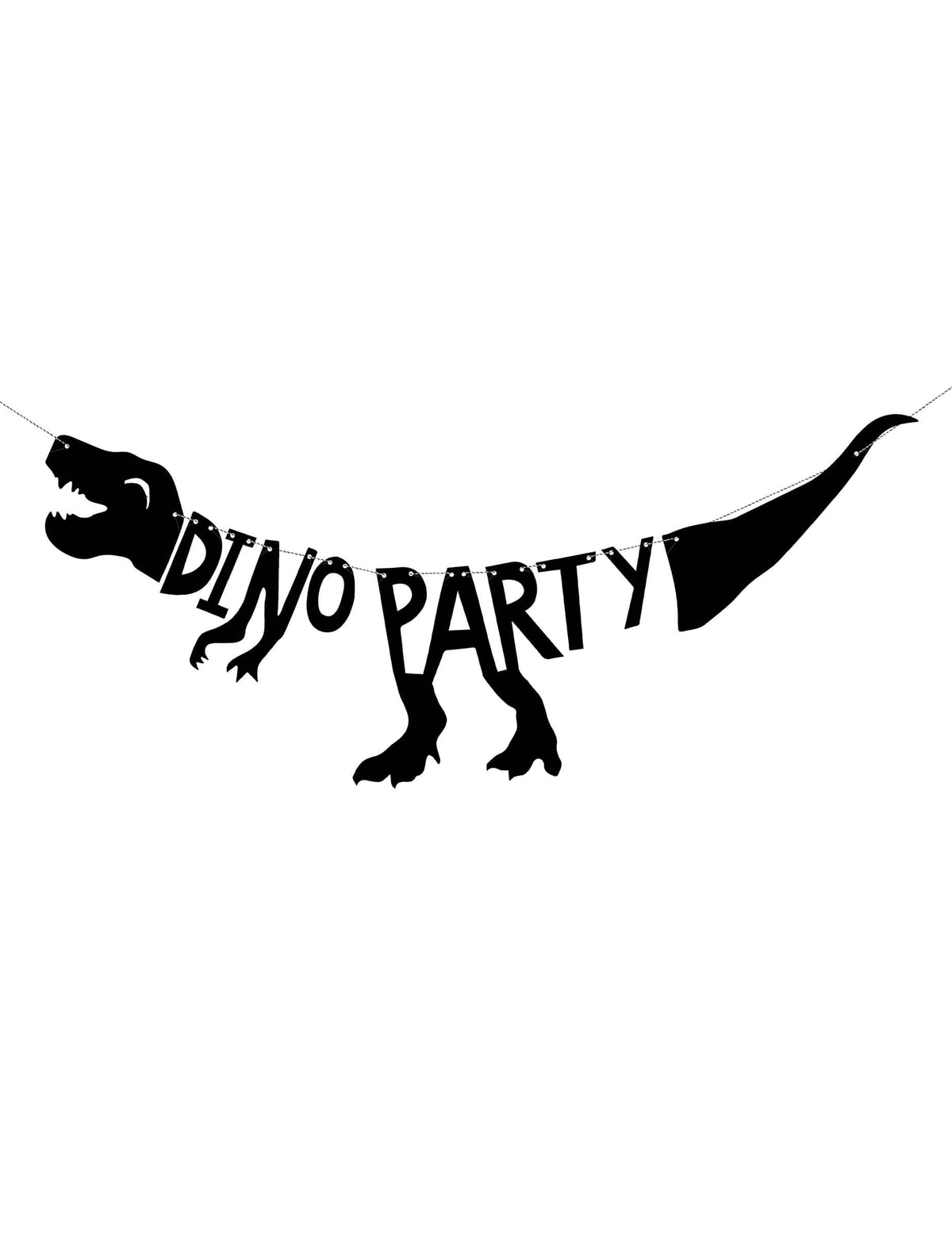 Vjenčić od kartona s dinosaurem-skeletom za crnu zabavu, silueta dinosaura